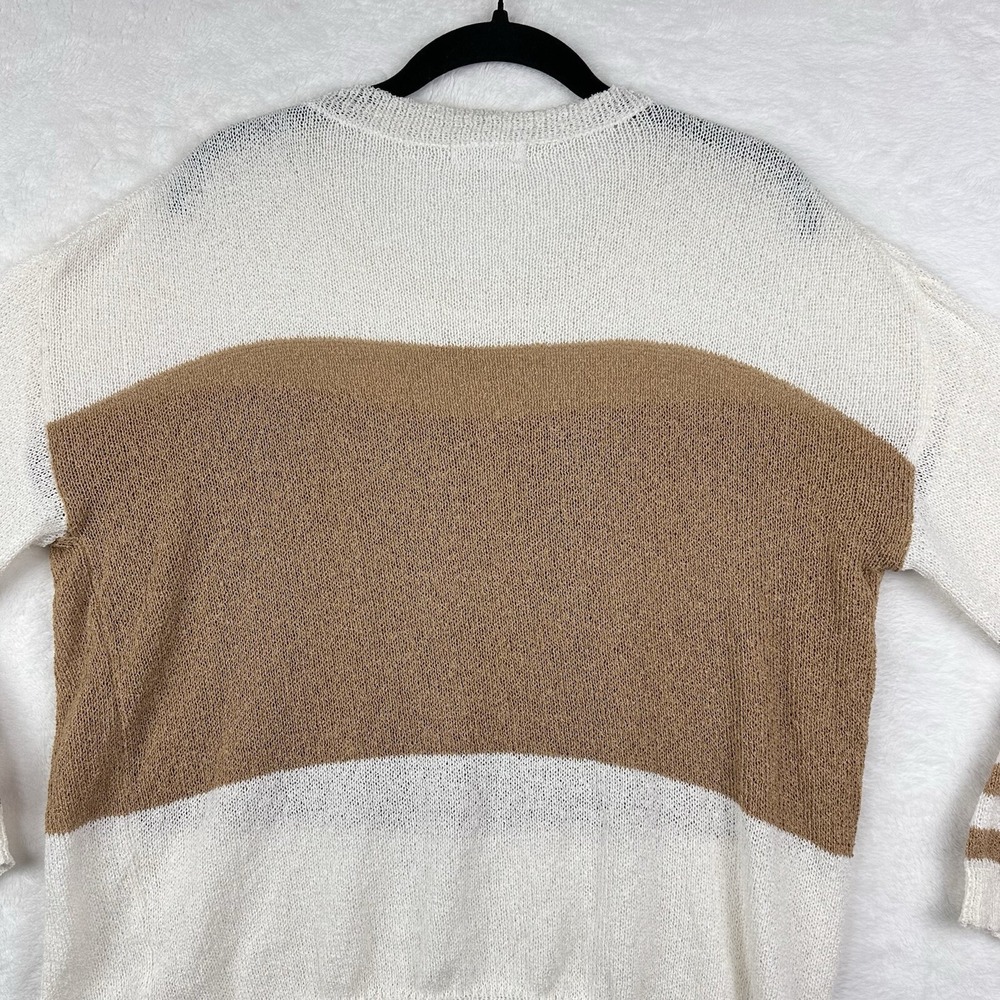 Vestique Sweater‎ Womens Small White Tan Lightweight Long Sleeve Striped Top EUC - Picture 10 of 13